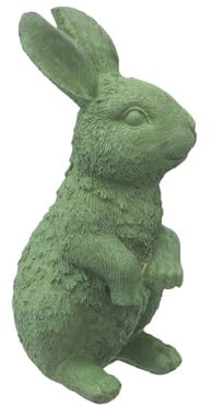 ZauberDeko Hase Sitzend Salbei Grün Osterhase Beton Groß Oster Deko Tischdeko 17cm
