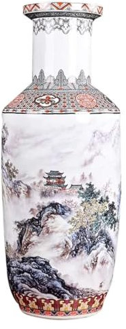 OWOHYG Vase Pot De Fleurs Rétro en Céramique, Grand Vase À Poser Au Sol, Pivoine Classique, Fleurs Sèches, Décoration Artistique, pour La Maison, Le Salon, L'Hôtel, Le Bureau, M