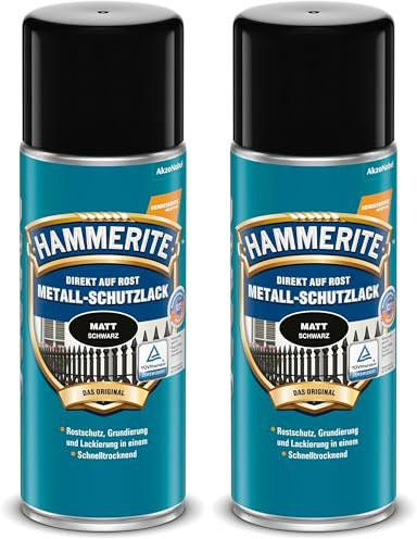 Hammerite Metallschutzlack matt schwarz 400ml (Packung mit 2)