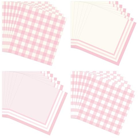 48 Stück Servietten Rosa,25x25cm Valentinstag Einweg Papierservietten für Restaurant Bar Geburtstag Geschenk Baby Geschenk Hochzeit Valentinstag BarParty Supplies, 4 Designs