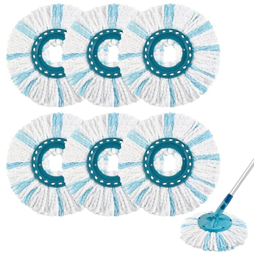 6 têtes de serpillière de rechange les systèmes compatibles avec Leifheit Clean Twist Disc Mop. Serpillière à double fibres permettant une absorption efficace de l'eau et une forte décontamination.