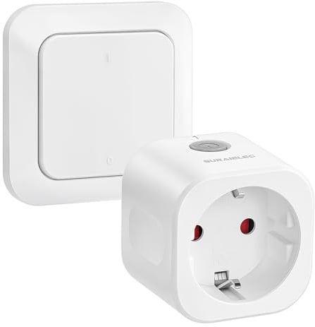 SURAIELEC Funksteckdose mit Fernbedienung, 16A 3680W Funksteckdosen Set | Für Innenbereich, kabelloser Funk-Wandschalter zum bequemen Ein/Aus-Schalten von Lampen und Geräten, CE & RoHS