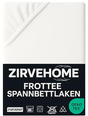 Frotte Spannbettlaken 140x200-160x200 cm - Winter Spannbetttuch Baumwolle Bettlaken warm Kuschelig Weiche Baumwolle Frottee Spannbettlaken für Matratzen bis 25 cm Höhe, Farbe Weiß