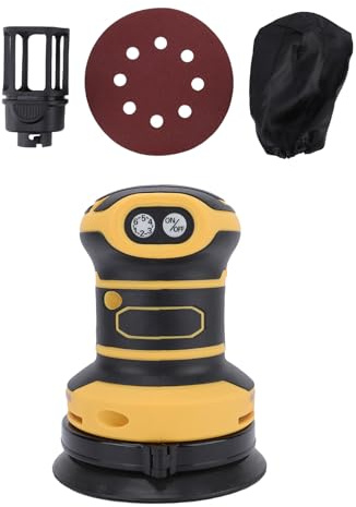 ViaGasaFamido Ponceuse Orbitale sans Fil de 5 Pouces, 300 W, Ponceuse Circulaire Réglable à 3 Vitesses avec Dépoussiérage et Indicateur de Batterie LED pour le Ponçage du Bois