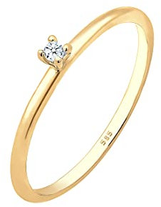 Elli DIAMONDS Ring Women Engagement Solitaire with Diamond (0.015 ct.) in 585 Yellow Gold