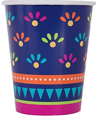 Boho Fiesta Paper Cups (14cm) - Vibrant & Stylish Party Drinkware - Perfect for Birthdays, Celebrations & Outdoor Events - 8ct