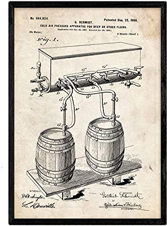 Nacnic Kaltluftdruckgerät Patent Poster. Poster mit Erfindungen und alten Werkzeugen.