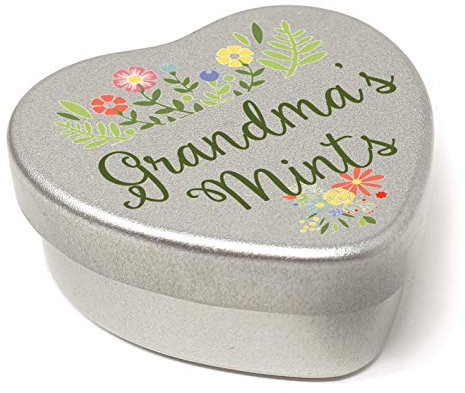 Personalised Heart Shaped Mini Tin filled with mints Any Name Added Simple Flower Design Gift for Someone Special Mint Tin