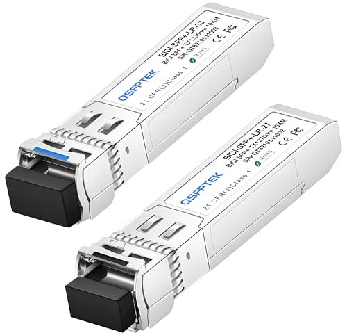 1 Pair 10G SFP+ Bidi Transceivers, LC Single-Mode Mini gbic Module for Cisco SFP-10G-BXD-I (1330nm-TX/1270nm-RX) / SFP-10G-BXU-I (1270nm-TX/1330nm-RX),10KM, with DDM