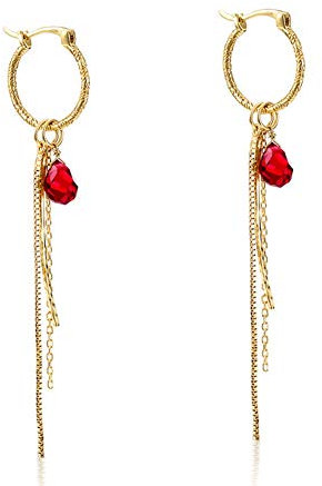 Inecklaced 925er Silber Ohrringe Damen, Eingelegte Rote Weibliche Kristall Jade Ohrclips Multi Quaste Anhänger Ohrlinie Mit Box, Muttertagsgeschenk, Mädchen Ohrstecker Hypoallergenen Schmuck Zubehör