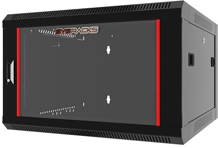 Sysracks 6U Wall Mount Server Rack Cabinet, 19” Network Enclosure, 24” Deep, Locking Glass Door, Custom-Ready IT Rack
