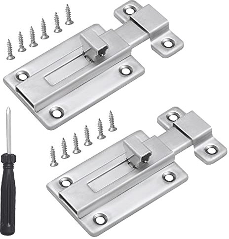 Door Bolt, 2PCS Bathroom Door Lock, yeestone Small Bolt Lock, Slide Bolt Lock, Chrome Latch Locks for Bedroom Bathroom Toilet (with Screwdriver Screws)