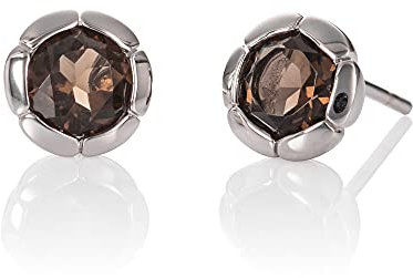 namana 925 Sterling Silber Rauchquarz-Ohrringe für Frauen, massive Silber Rauchquarz-Ohrstecker mit Edelsteinen, natürliche Edelstein-Ohrringe für Damen