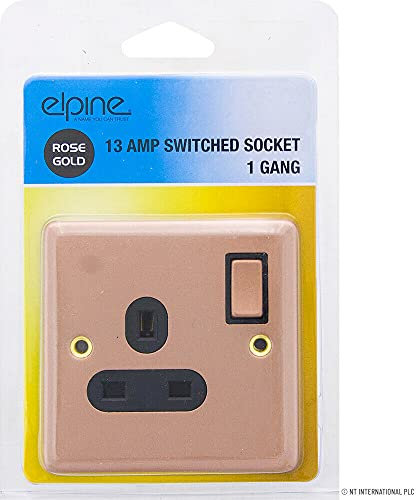 Rose Gold 13 AMP Switched Socket - 1 Gang Outlet, Stylish Screw On Socket | Electrical Appliances, Ideal For Home, Stores & Office | Includes Screw Fixings