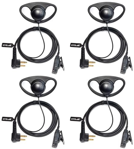HYS D-Ring Walkie Talkie Headset Compatible with Motorola CP040 CP140 GP300 CLS1110 Two Way Radio, Radio Earpiece with PPT for Police Security (4)
