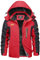 KEFITEVD Snowboardjacke Herren Softshelljacke Wasserdicht Übergangsjacke Gefüttert Outdoorjacke Wandern Trekking Jacke Winter Herrenjacke Männer Rot L