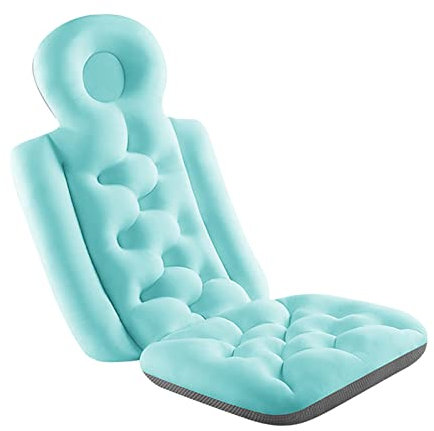 Baoblaze Full Body Bath Tub Pillow & Non-Slip Spa Bathtub Mat Mattress Pad with Super Thick Breathable Mesh Layers - Great Back Support for Adults (Bule 2)