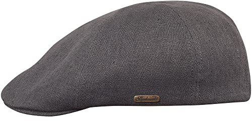 Sterkowski Rusty Duckbill Mütze | 100% Naturleinen Schiebermütze für Herren und Damen | Leichte Sommer Cabrio Flatcap Newsboy Gatsby Golf Cabrio Kappe Vintage Leichte Sonnen Schirm Mittelgrau 60