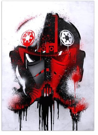 Displate Star Wars Metal Poster Magnetische Befestigung Offiziell Lizenziert Bilder Helmets Graffiti - Tie Fighter Pilot Graffitti Helmet Poster Größe - 32x45cm