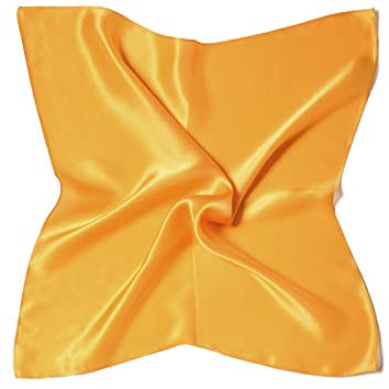 MayTree Seidentuch aus 100% Maulbeer-Seide - Quadratisch einfarbig mango gelb 53x53 - Luxuriöses Damen Halstuch - Eleganter Bandana-Schal für Damen - Luxus und Komfort für Erwachsene