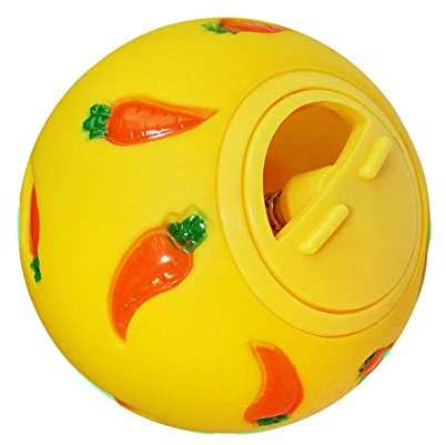 Kaninchen Futterspender Spielzeug Bereicherung Spielzeug Snack Ball Pet Slow Feeder Chase Toys Futterspender für Kätzchen Kaninchen, Gelb
