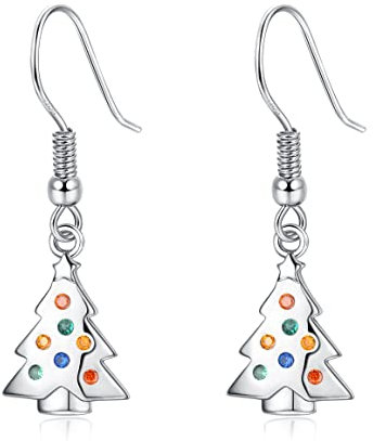 YADOCA 925 Sterling Silber Weihnachtsohrringe für Damen Mädchen Kinder - Hypoallergen Schneeflocken Weihnachtsbaum Ohrringe - Silber Tropfen Weihnachtsschmuck Geschenke