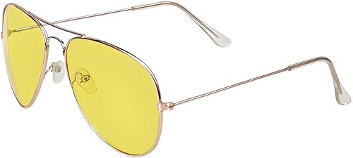 LHSDMOAT Unisex Pilot Yellow lens Sunglasses, Trendy UV400 Protection Metal Oval Sunglasses, Retro Driving Party Cosplay Carnival Sun Glasses