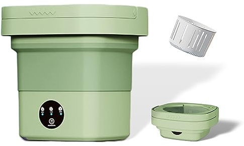 Lavadora Portátil Lavadora Automática Plegable de 6 5 L Centrifugadora Mini Cubeta de Lavado Pequeña para Ropa Interior Ropa de bebé Dormitorio Viaje en Caravana Regalo (Verde)