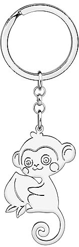 RAIDIN Porte-clés en acier inoxydable orang-outan singe animal mignon vie sauvage Bijoux Cadeaux pour femmes Filles Porte-monnaie pour clés de voiture (Argent-203)