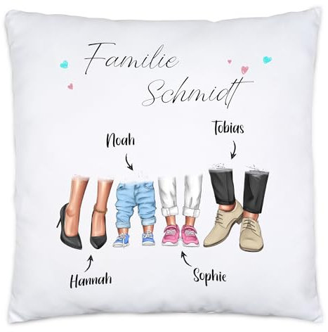 Kiddle-Design Familie Mama Papa Kissen Personalisiert Muttertag Vatertag für Mutter Vater Muttertagsgeschenk Weihnachten 2 Kinder