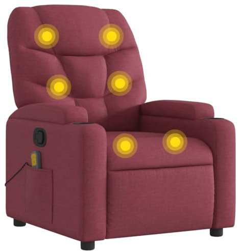vidaXL Massagesessel, Sessel Verstellbare Rückenlehne, Fernsehsessel Relaxsessel mit Vibrationsfunktion, Liegesessel Polstersessel Ruhesessel, Weinrot Stoff