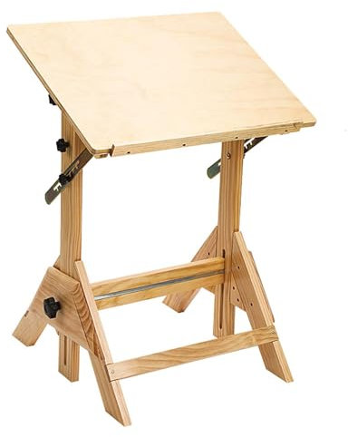 COYEUX Vintage-Holz-Zeichentisch, Flacher Künstlertisch, neigbar, höhen- und winkelverstellbar, zum Schreiben, Design, Lesen, Studio, Schreibtisch, 59,9 x 86,9 cm