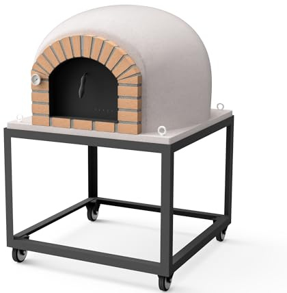 MOVELAR - Holzofen für den Außenbereich, Modell STROMBOLI (Weiß - 100 x 100 x 157 cm) – Steinofen für Pizza, Brot & Fleischgerichte
