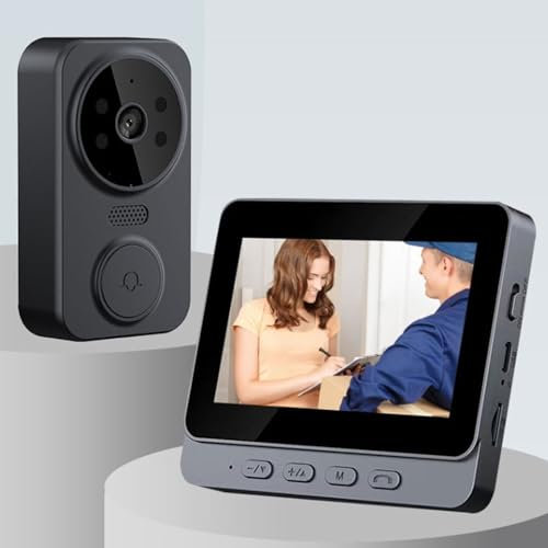 Videocitofono Campanello Senza Fili Bluetooth, Citofono Audio Bidirezionale con Display da 4,3 Pollici, Visione Notturna HD 1080P da 8 MP Telecamera Intelligente con Spioncino
