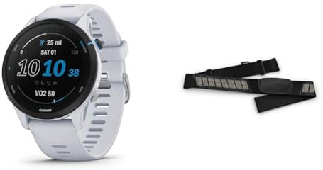 Garmin Forerunner 255 Music – GPS-Laufuhr mit individuellen Trainingsplänen & HRM-DUAL – Brustgurt zur Aufzeichnung von Herzfrequenzwerten, ANT+ & Bluetooth Technologie