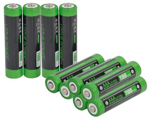 LOTUS POWER 10 pièces Piles Rechargeables Ni-MH AAA, Piles AAA 1100 mAh Portables et recyclables Piles AAA 1,2 V (dix Piles)