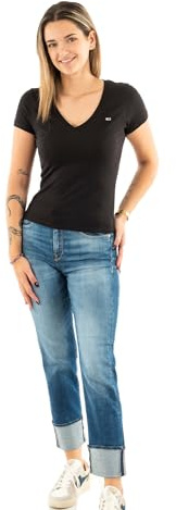 Tommy Jeans Damen T-Shirt Kurzarm Slim mit V-Ausschnitt