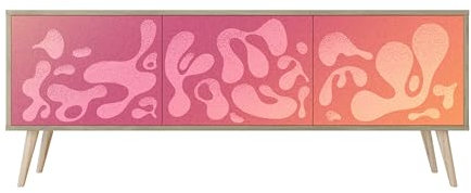 Healancy Biomedical TV Schrank mit 3 Türen - Kommode - Fernsehschrank - Lowboard - Fernsehtisch - Wohnzimmer Möbel - Board mit Stauraum - Tisch - Sideboard - Fernsehrregal Riva-Eiche