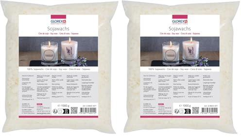 GLOREX Mélange de Cire de soja, Wax, Blanc, 1000 g (Lot de 2)