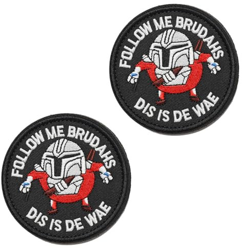 2 Stück Follow Me Brudahs Dis Is De Wae Lustige Taktisch Flagge Patch Stickerei Stickerei Abnehmbare Aufnäher mit Nylon Applikation für Kleidung Jacke Weste Rucksäcke Baseballkappe