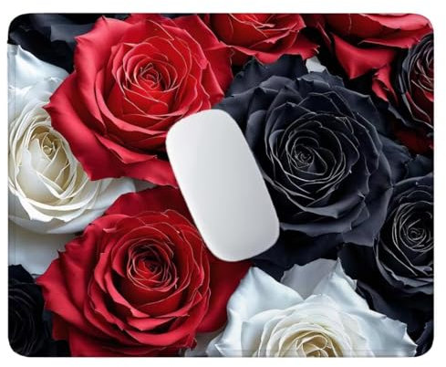 Tapis de Souris de jeu Petit Tapis de Bureau 420x350 mm Tapis de Souris Lavable Tapis de Bureau pour Ordinateur Portable, Tapis de Souris Rose Noire et rouge Avec Base en Caoutchouc Antidérapante V363