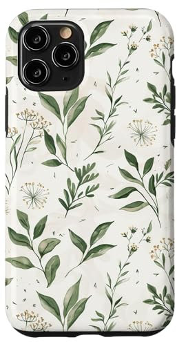 Sage Green Yarrow Flowers and Green Leaves Case for iPhone 11 Pro
