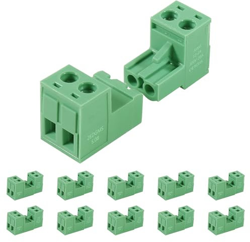 ALAMSCN 10 Sets 2 Pin Steckbare Klemmen 5.08mm Teilung PCB Mount Screw Klemmenblock PCB Schraubklemme Steckdosen-Panel-Montage zum Selbermachen