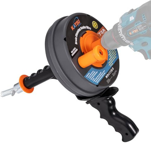 KATSU Tools Sonda a spirale 6,35 mm×7,6 m – uso manuale o con trapano, sturalavandini per lavello, vasca e tubazioni