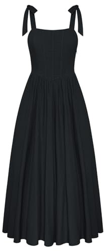 SCARLET DARKNESS Women Summer Corset Dress Sleeveless Maxi Casual Dresses A-Line Cottagecore Party Sundress Black L