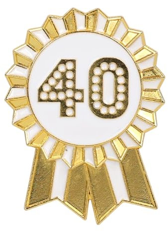 Talking Tables „Happy Birthday“-Anstecker gold- und weiß emaillierte Metallrosette wiederverwendbar Zubehör für Mädchen Erwachsene Kinder 40 Partyzubehör Meilenstein Jubiläum 4,5 cm Durchmesser