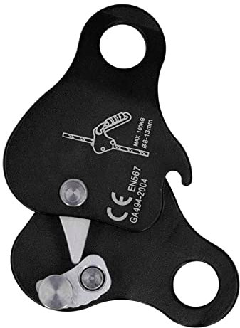 ANKROYU Aluminum Alloy Climbing Rope Grab, Climbing Rope Grip Clamp, Climbing Self Braking Grab, Climbing Rope Grab Stopper for Outdoor Climbing (Black)