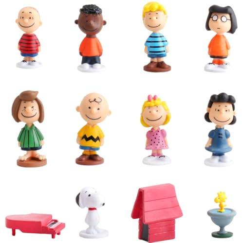 Snopy Figures Set 12pcs Mini Snopy Figure Cake Decorations Snopy Toy for Kids Peanuts Snopy Action Figurines Snopy Party Ornaments for Cupcake Topper Desk Home Car Decoration
