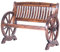 Yqyc Rustikale Parkbank für den Außenbereich mit Wagenradarmen, Holzbänke für den Außenbereich mit Rückenlehne, für Hinterhof, Terrasse, Veranda, Garten, Braun(120cm/47in)