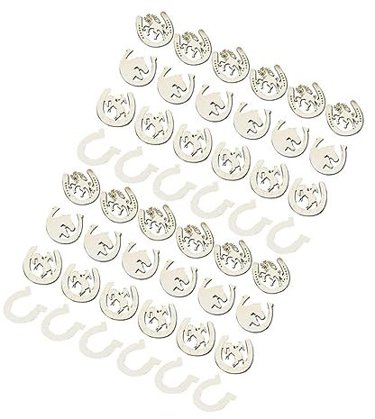 Housoutil 48 Stück Malscheibe Zimmerdekoration DIY Holzdekoration Leichtgewichtige Holzdekoration Skulpturen Wohnkultur Wand Party Rodeo unfertige Hufeisenausschnitte leere Holzscheiben